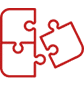 Logo abstrait rouge avec formes géométriques sombres